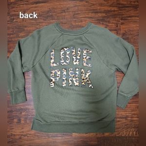 PINK Crewneck Leopard Sweater SMALL